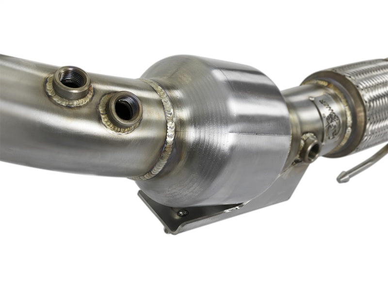 aFe Twisted Steel 3in. 304 SS Catted Series Downpipe 16-18 Ford Focus RS I4-2.3L (t) - Burkken Auto Parts