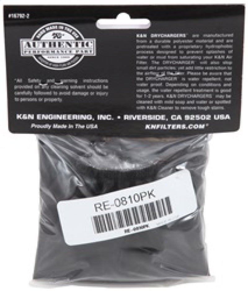 K&N Universal Round Tapered Filter Wrap - Black - 6in Base ID x 4.625in Top ID x 9in Height - Burkken Auto Parts