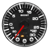 Autometer Spek-Pro Gauge Vac/Boost 2 1/16in 30Inhg-30psi Stepper Motor W/Peak & Warn Black/Chrome - Burkken Auto Parts
