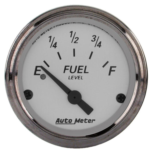 AutoMeter Gauge Fuel Level 2-1/16in. 240 Ohm(e) to 33 Ohm(f) Elec American Platinum - Burkken Auto Parts