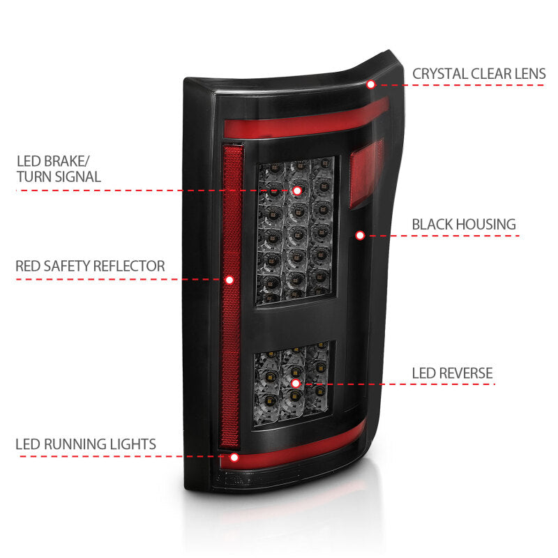 ANZO 15-17 Ford F-150 LED Taillights - Smoke - Burkken Auto Parts