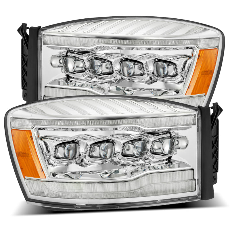 AlphaRex 06-08 Dodge Ram 1500HD NOVA LED Proj Headlights Plank Style Blk w/Seq Signal/DRL/Amber LED - Burkken Auto Parts