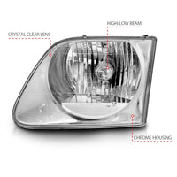 ANZO 1997-2003 Ford F-150 Crystal Headlights Chrome - Burkken Auto Parts