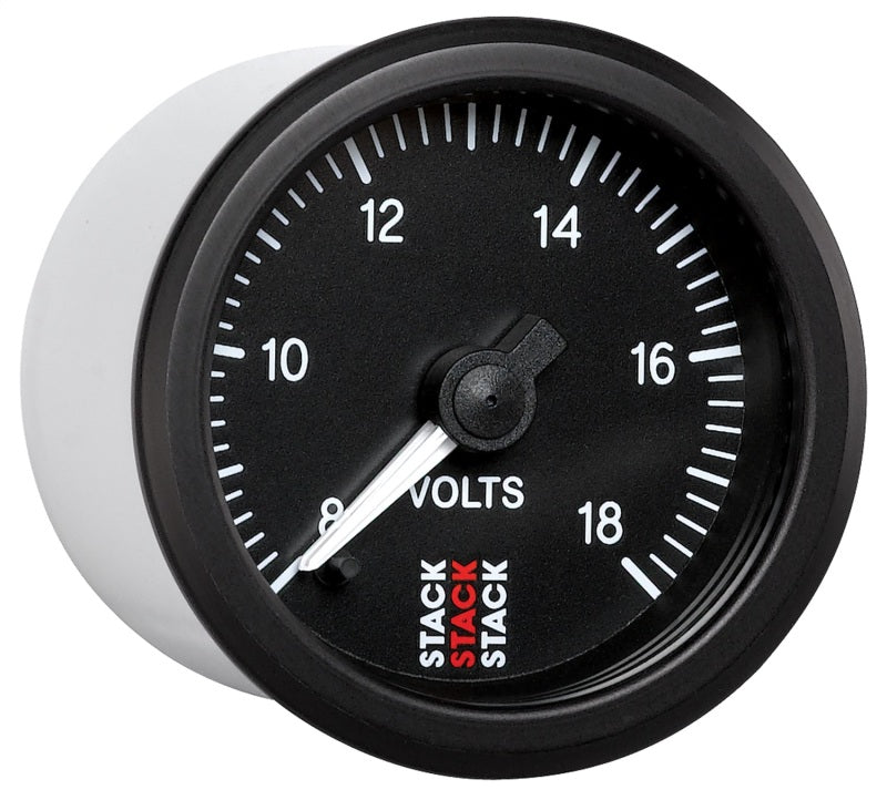 Autometer Stack 52mm 8-18V Pro Stepper Motor Battery Voltage Gauge - Black - Burkken Auto Parts