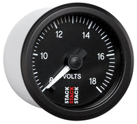 Autometer Stack 52mm 8-18V Pro Stepper Motor Battery Voltage Gauge - Black - Burkken Auto Parts