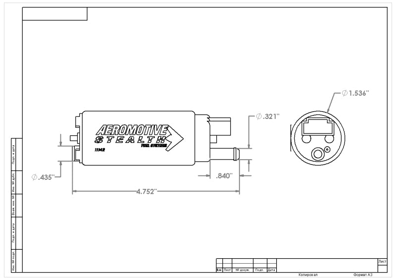 Aeromotive 340 Series Stealth In-Tank E85 Fuel Pump - Offset Inlet - Inlet Inline w/Outlet - Burkken Auto Parts