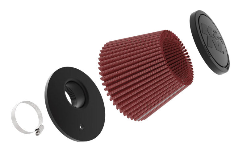 K&N Universal Clamp-on Air Filter 2in Flange ID 5-3/16in Base 3-1/2in Top 3-11/16in Height w/ Vent - Burkken Auto Parts