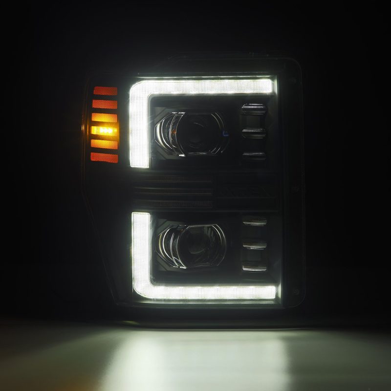 AlphaRex 08-10 Ford F250-550 PRO-Series Projector headlights Black w/Activ Light/Seq Signal - Burkken Auto Parts