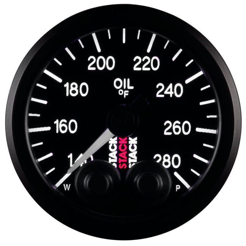 Autometer Stack Instruments 52mm 140-280 Deg F 1/8in NPTF Male Pro Control Oil Temp Gauge - Black - Burkken Auto Parts