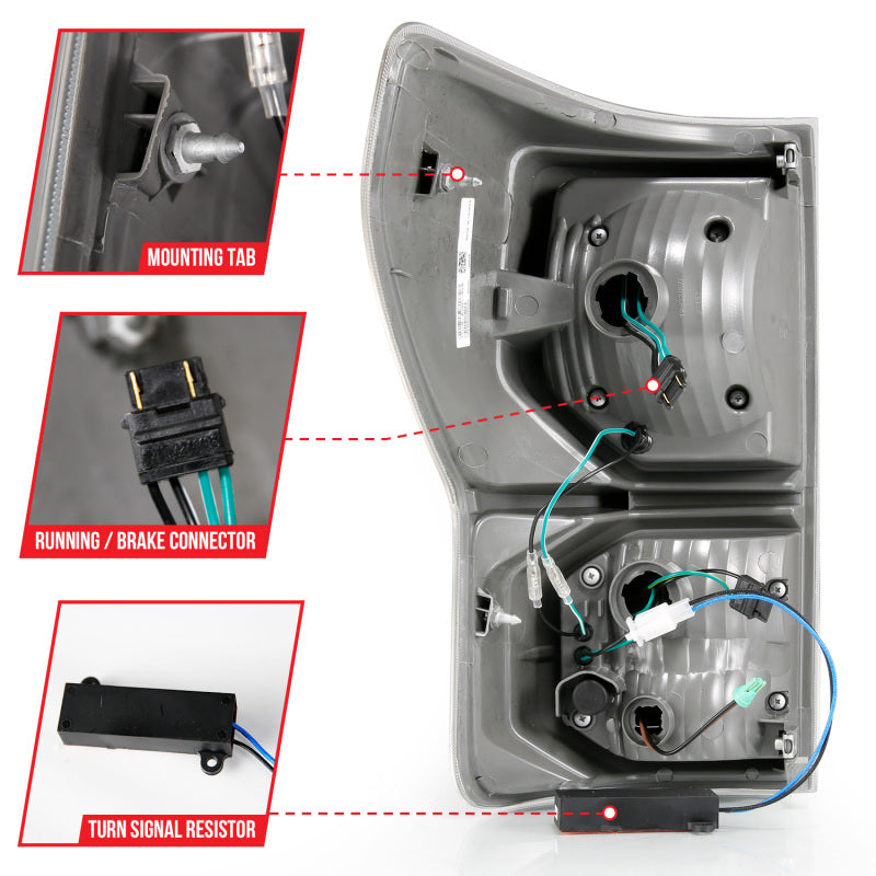 ANZO 2007-2013 Toyota Tundra LED Taillights Plank Style Black w/Clear Lens - Burkken Auto Parts