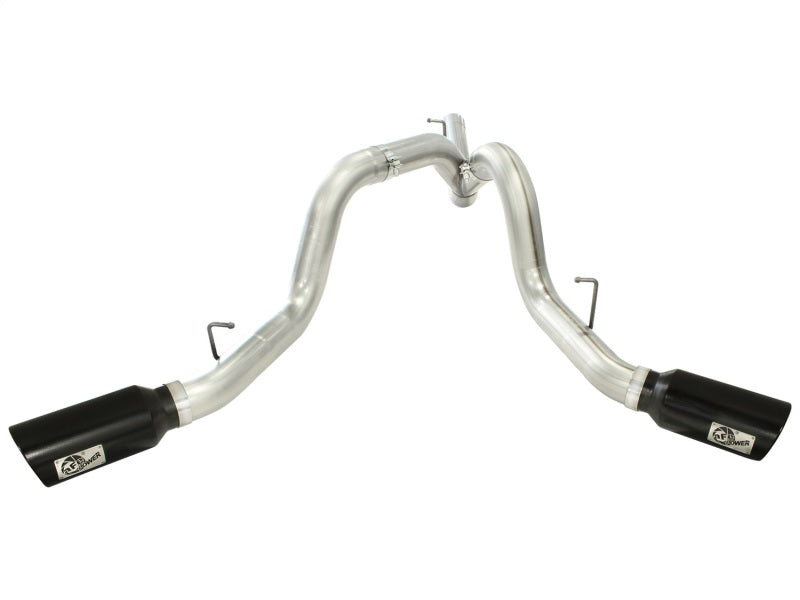 aFe MachForce XP Exhaust 4inch DP-Back All SS 2011-14 GM Diesel Trucks V8-6.6L LML Black Tips - Burkken Auto Parts
