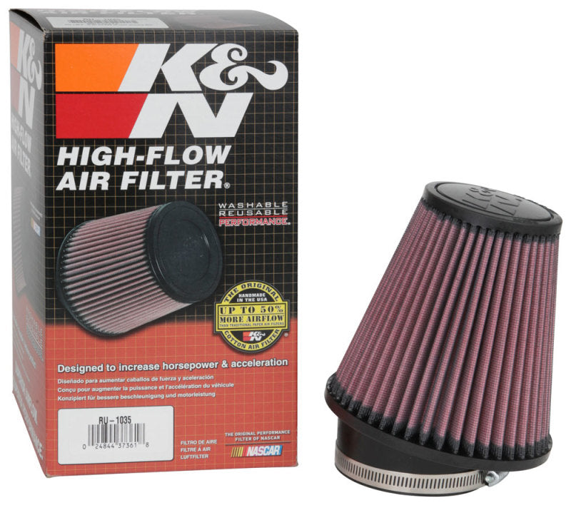 K&N Filter Universal Rubber Filter 3 1/2 inch 10 Degree Flange 5 3/4 inch OD 6 inch Height - Burkken Auto Parts