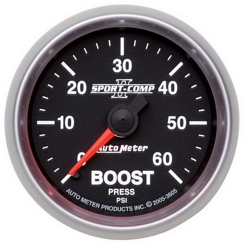 Autometer Sport-Comp II Mechanical 52mm 0-60 PSI Mechanical Boost Gauge - Burkken Auto Parts