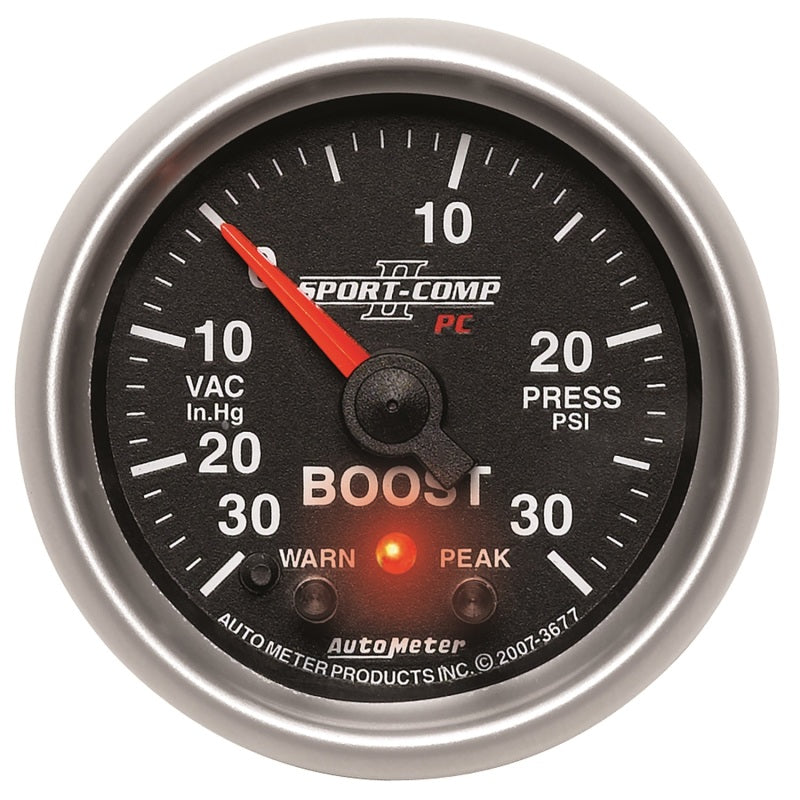 Autometer Sport-Comp II 52mm 30 IN HG / 30 PSI Electronic Boost/Vacuum Gauge - Burkken Auto Parts