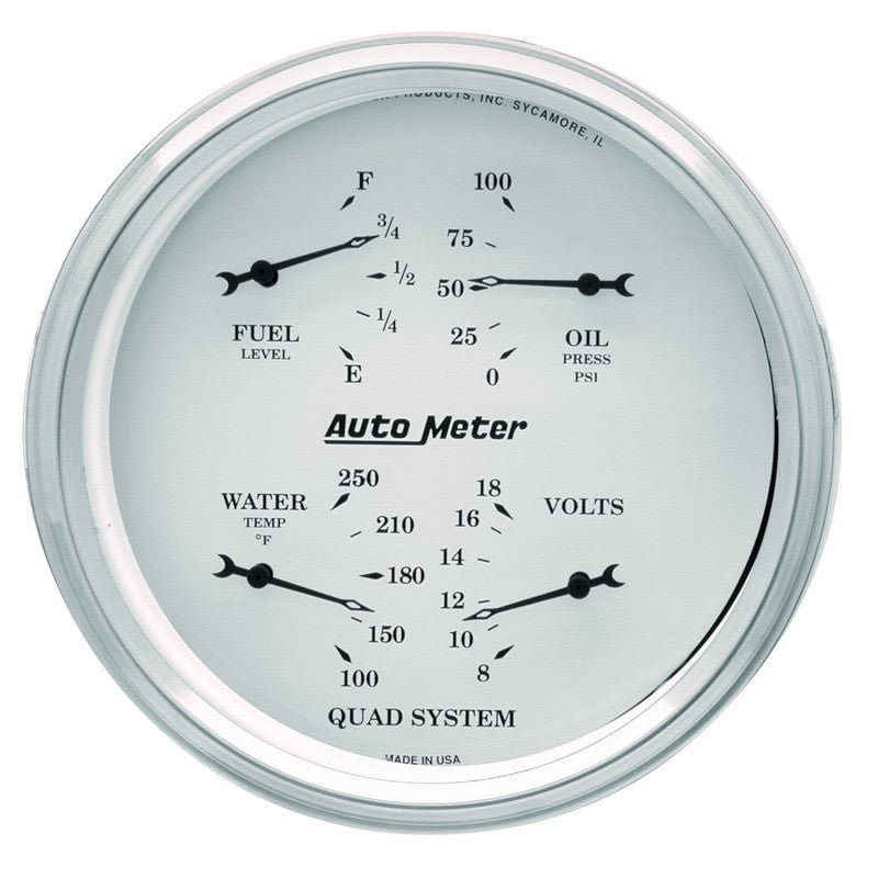 AutoMeter Gauge Quad 5in. 0 Ohm(e) to 90 Ohm(f)Elec Old Tyme White - Burkken Auto Parts