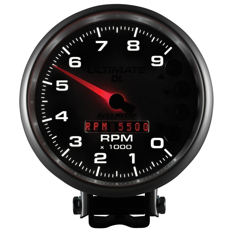 AutoMeter Gauge Tach 5in. 9K RPM Pedestal Datalogging Ultimate Dl Playback Silver - Burkken Auto Parts