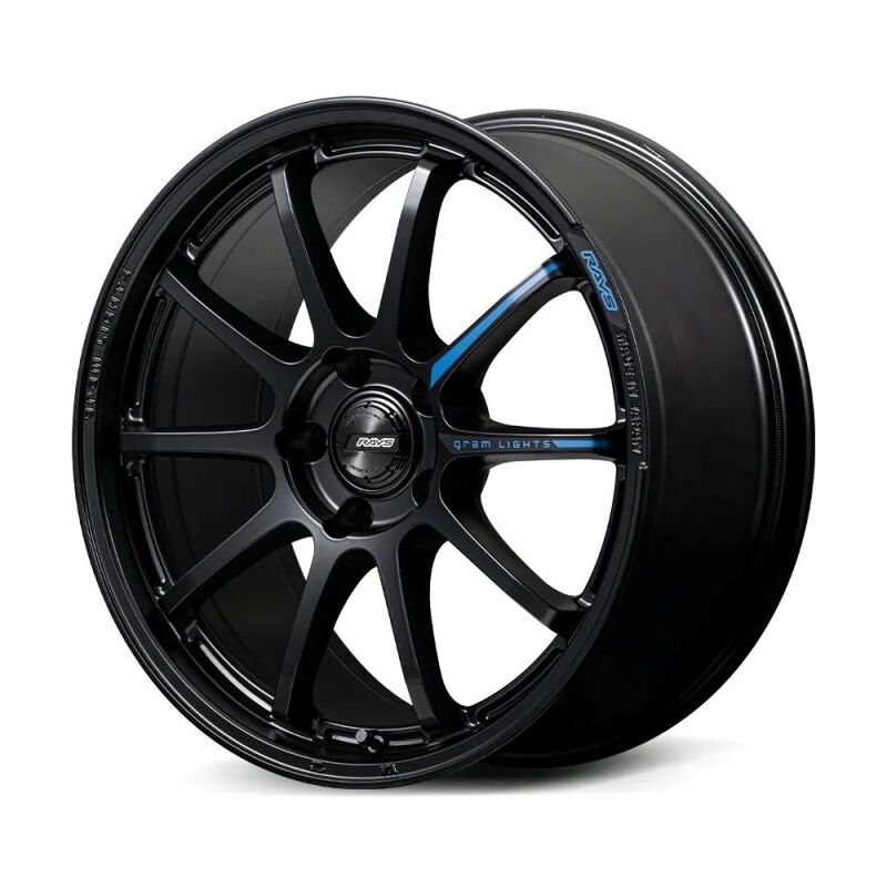 Gram Lights 57NR LIMITED II 18x9.5 +45 5-114.3 Semigloss Black Wheel w/ Black Cap/Stickers/Air Valve