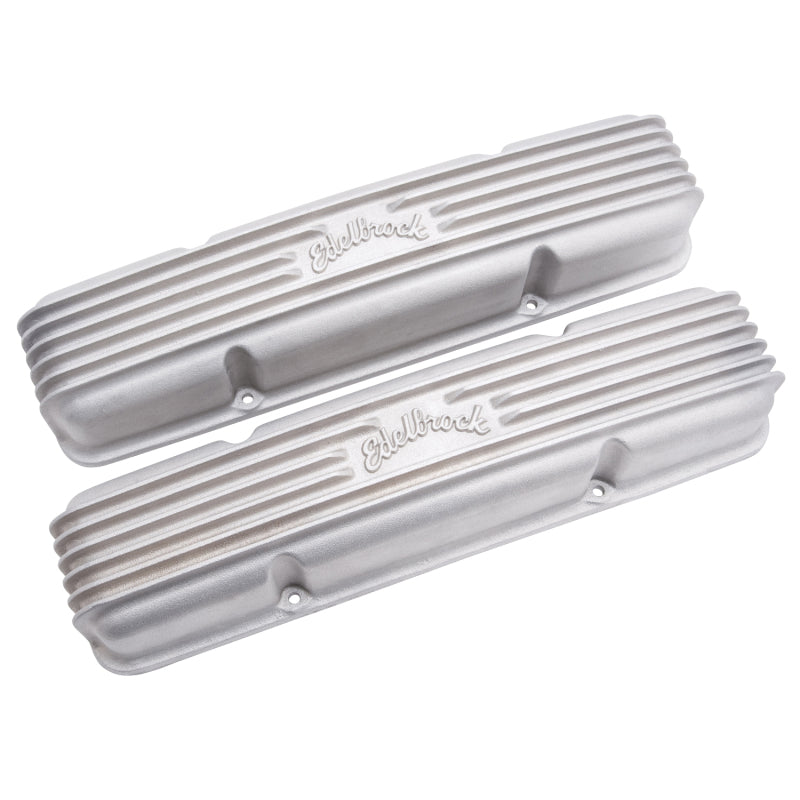 Edelbrock Valve Cover Classic Series Chevrolet 1959-1986 262-400 CI V8 w/ o Breather Holes Satin - Burkken Auto Parts
