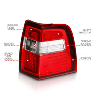 ANZO 07-17 For Expedition LED Taillights w/ Light Bar Chrome Housing Red/Clear Lens - Burkken Auto Parts