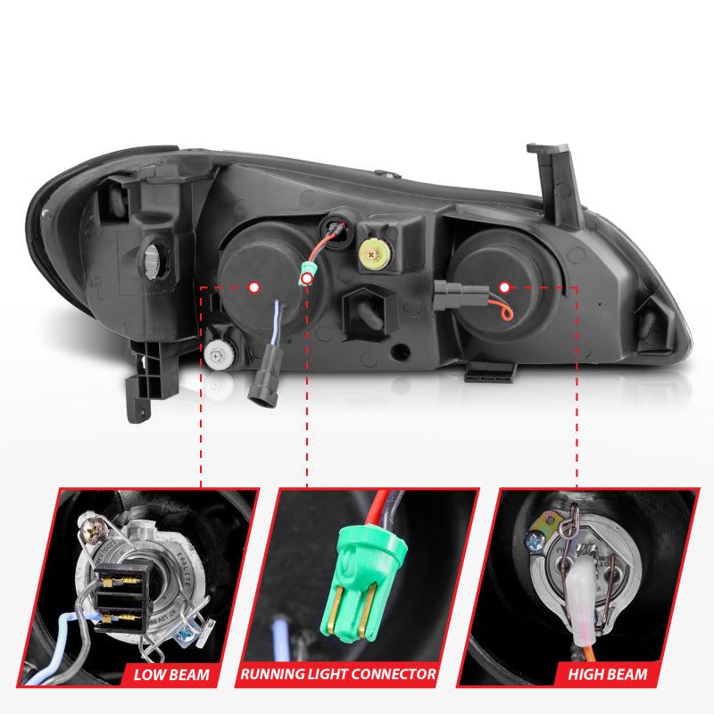 ANZO 2000-2004 Infiniti I30 Projector Headlights w/ Halo Chrome - Burkken Auto Parts