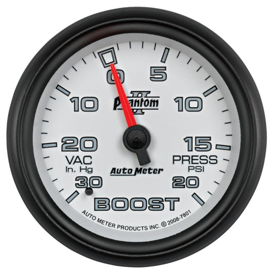 AutoMeter Gauge Vac/Boost 2-5/8in. 30Inhg-20PSI Mechanical Phantom II - Burkken Auto Parts