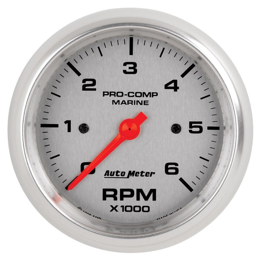 Autometer Marine Silver Ultra-Lite Gauge 3-3/8in Tachometer 6K RPM - Burkken Auto Parts