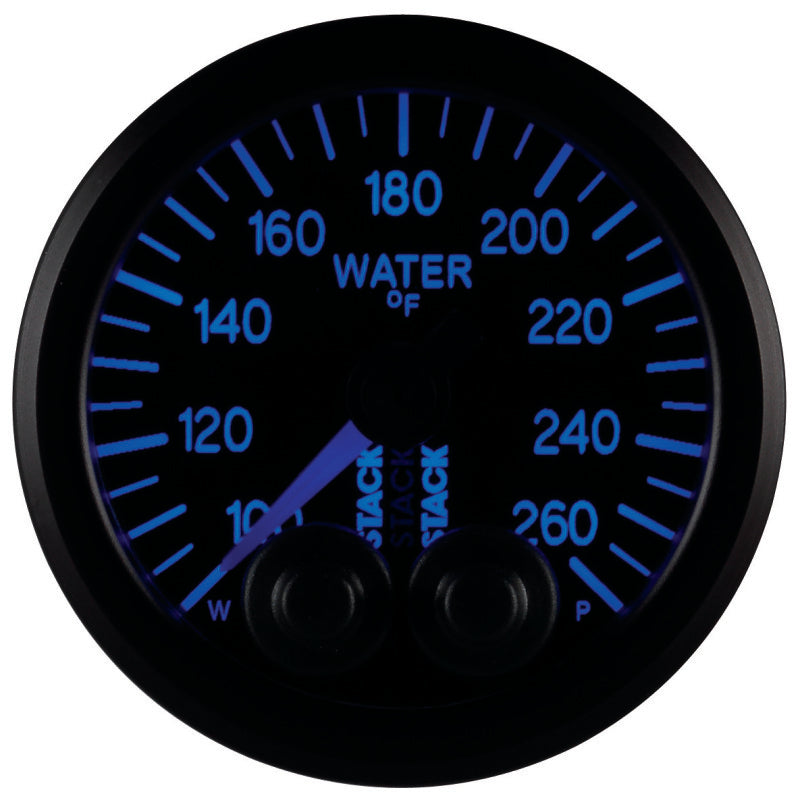 Autometer Stack Pro Control 52mm 100-260 deg F Water Temp Gauge - Black (1/8in NPTF Male) - Burkken Auto Parts