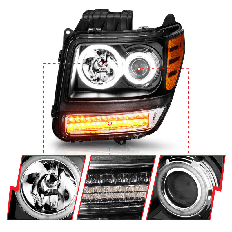 ANZO 2007-2012 Dodge Nitro Projector Headlights w/ Halo Black (CCFL) G2 - Burkken Auto Parts