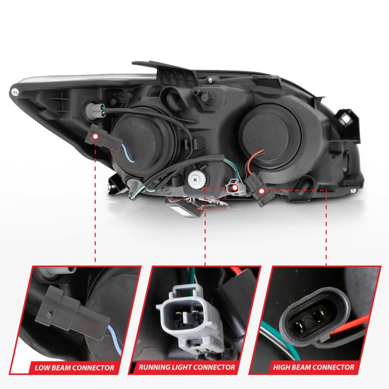 ANZO 2005-2010 Scion Tc Projector Headlights w/ Halo Black (CCFL) - Burkken Auto Parts