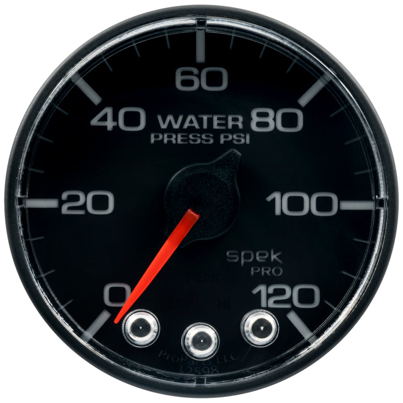 Autometer Spek-Pro Gauge Water Press 2 1/16in 120psi Stepper Motor W/Peak & Warn Blk/Blk - Burkken Auto Parts