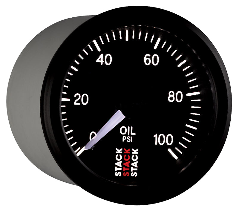 Autometer Stack 52mm 0-100 PSI 1/8in NPTF (M) Mechanical Oil Pressure Gauge - Black - Burkken Auto Parts