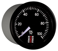 Autometer Stack 52mm 0-100 PSI 1/8in NPTF (M) Mechanical Oil Pressure Gauge - Black - Burkken Auto Parts