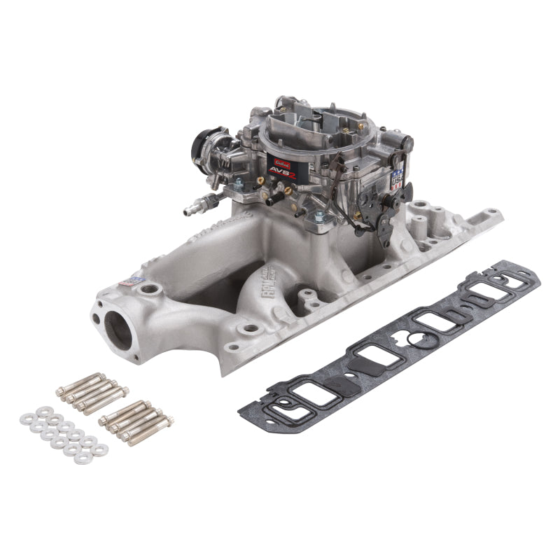 Edelbrock Manifold And Carb Kit Performer RPM Air-Gap Small Block Ford 289-302 Natural Finish - Burkken Auto Parts