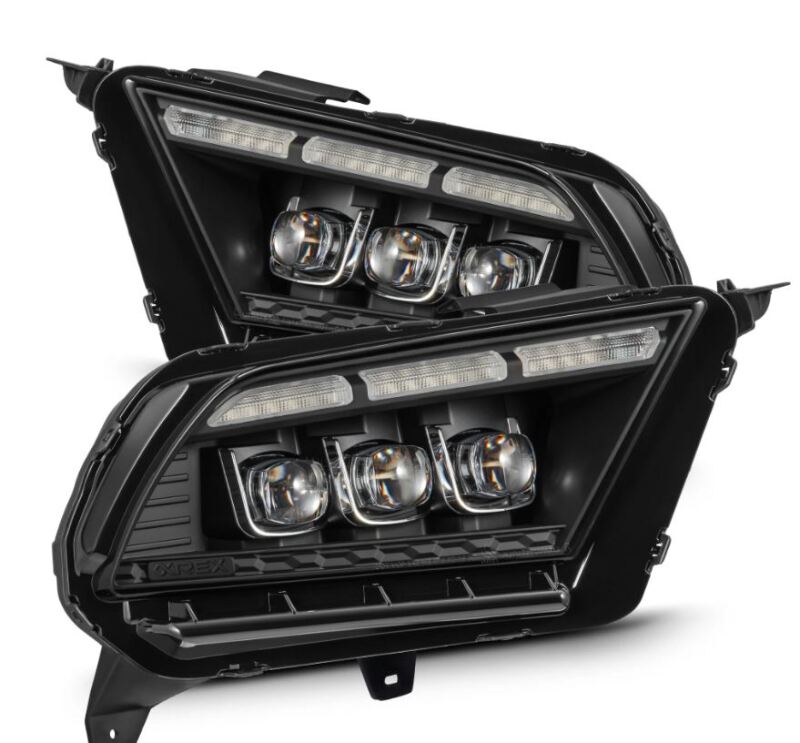 AlphaRex 10-12 Ford Mustang NOVA-Series LED Projector Headlights Blk w/Activ Light & Seq.Sig /SB DRL - Burkken Auto Parts