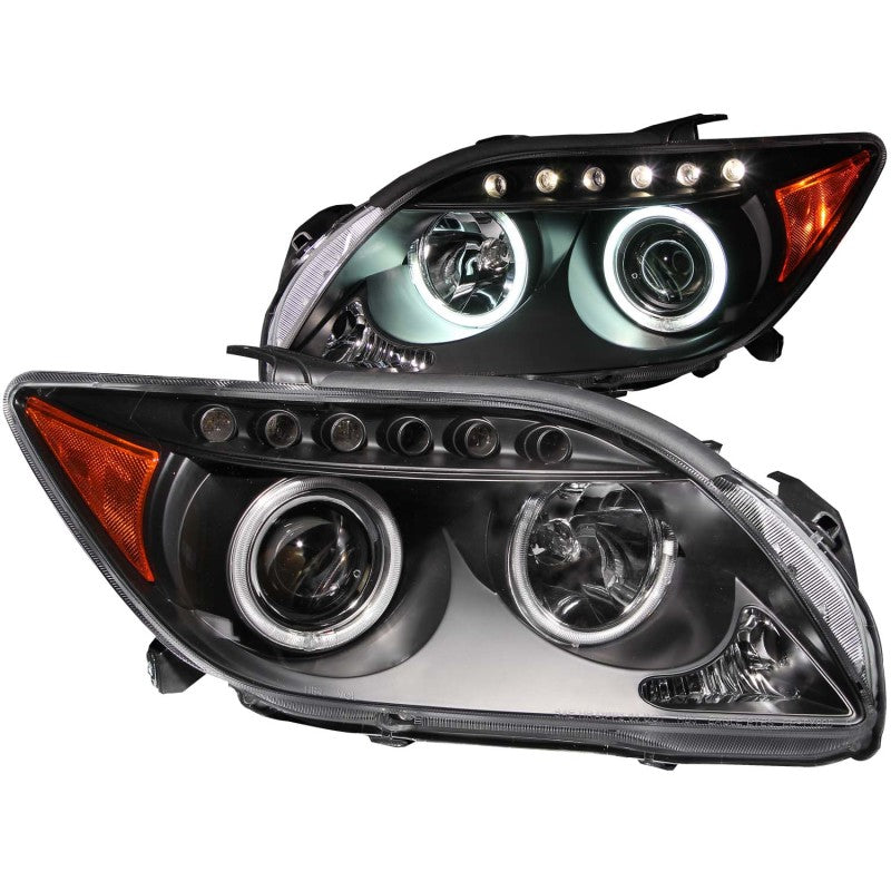 ANZO 2005-2010 Scion Tc Projector Headlights w/ Halo Black (CCFL) - Burkken Auto Parts