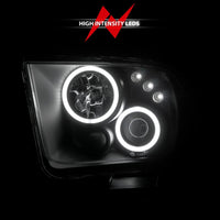 ANZO 2005-2009 Ford Mustang Projector Headlights w/ Halo Black - Burkken Auto Parts