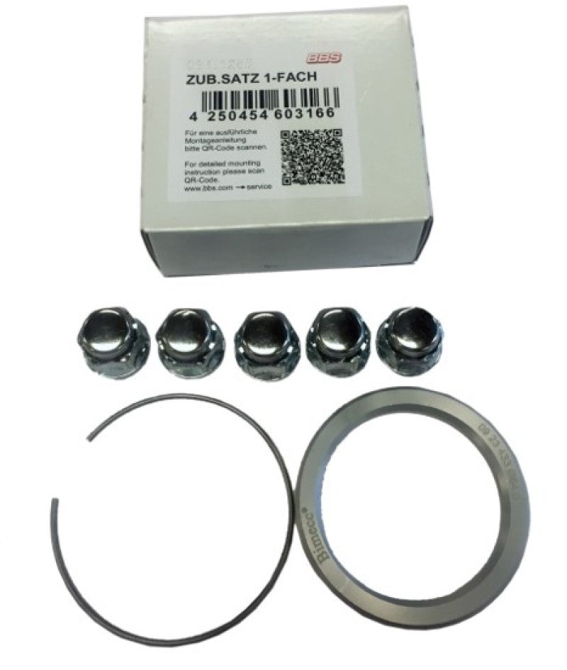 BBS PFS KIT - Mits / Maz / Hyun / Kia 67mm - Includes 82mm OD - 67mm ID Ring / 82mm Clip / Lug Nuts - Burkken Auto Parts