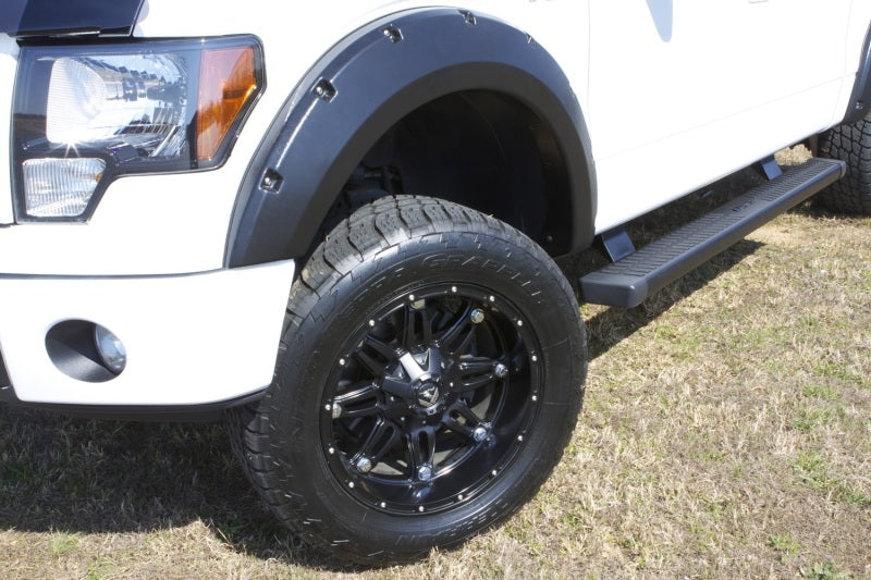 Lund 09-14 Ford F-150 (Excl Raptor) RX-Rivet Style Smooth Elite Series Fender Flares - Black (4 Pc.) - Burkken Auto Parts