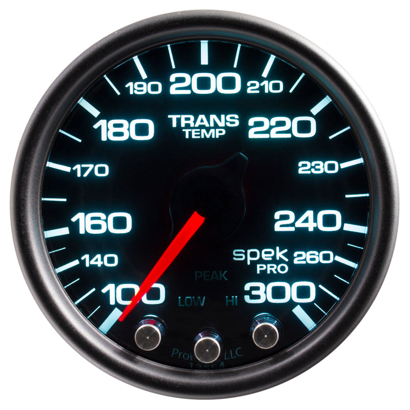 Autometer Spek-Pro Gauge Trans Temp 2 1/16in 300f Stepper Motor W/Peak & Warn Blk/Smoke/Blk - Burkken Auto Parts