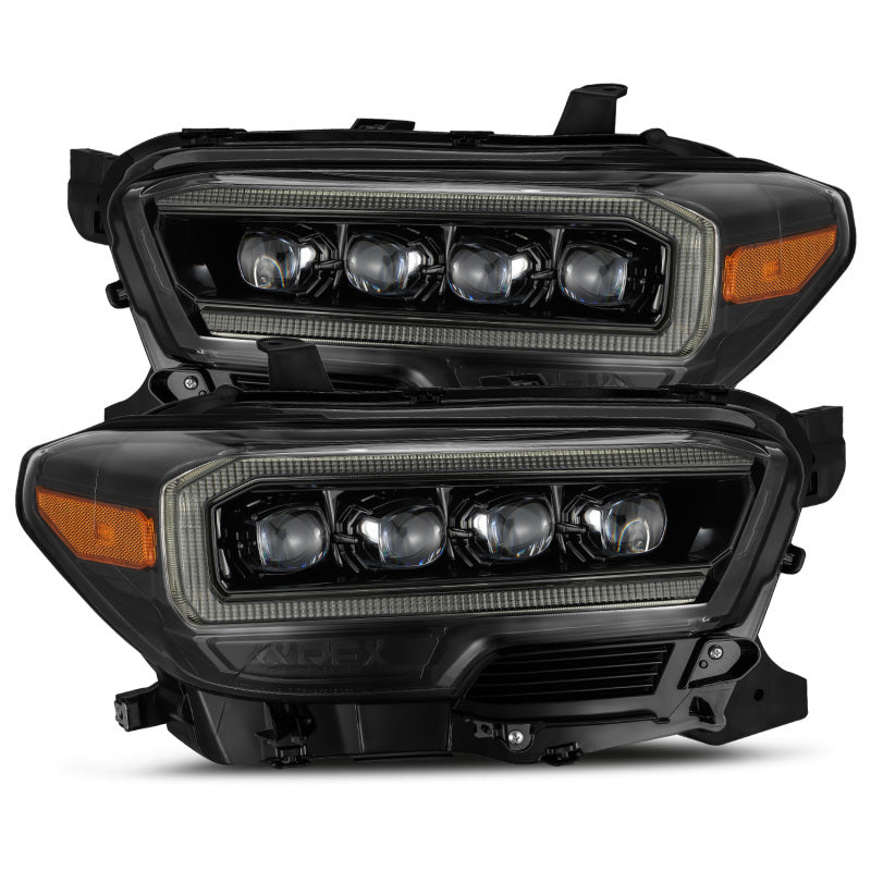 AlphaRex 16-20 Toyota Tacoma NOVA LED Projector Headlight Plank Style Alpha Black w/Activation Light - Burkken Auto Parts
