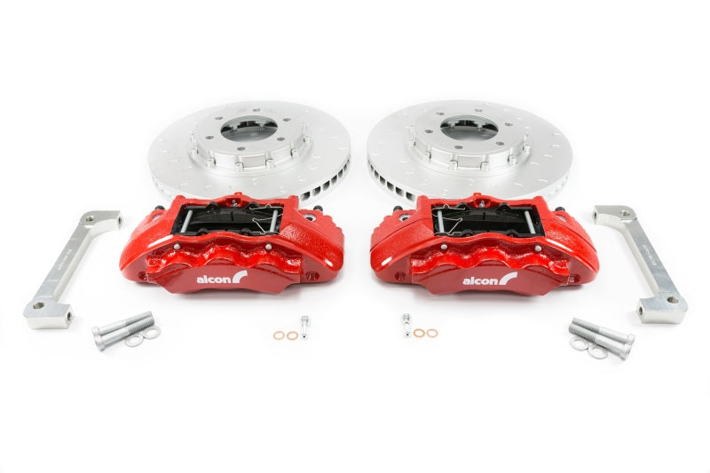 Alcon 2019+ Ford Ranger/2020+ Bronco 2.3L 350x34mm Rotors 6-Piston Calipers Front Brake Kit - Red - Burkken Auto Parts