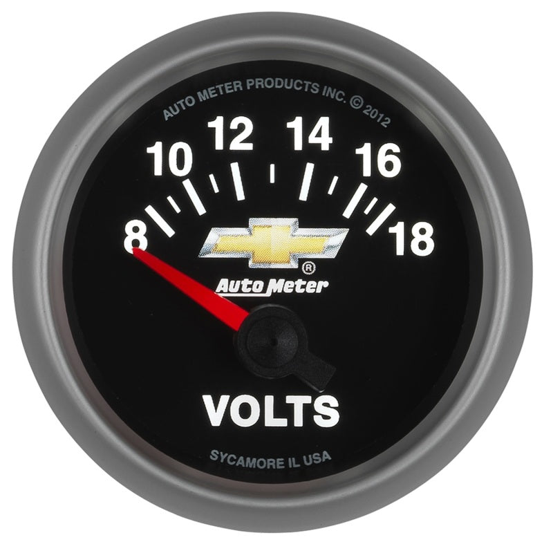 AutoMeter Gauge Voltmeter 2-1/16in. 18V Electric Chevy Gold Bowtie - Burkken Auto Parts