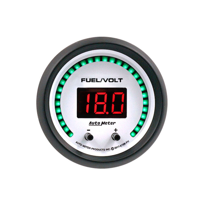 Autometer 52.4mm White Switchable 0-100 Fuel Level/8-18V Voltmeter Phantom Elite Digital Gauge - Burkken Auto Parts