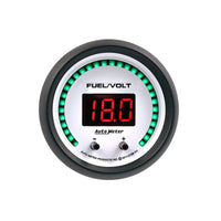 Autometer 52.4mm White Switchable 0-100 Fuel Level/8-18V Voltmeter Phantom Elite Digital Gauge - Burkken Auto Parts
