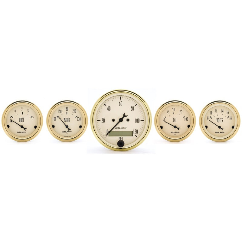 AutoMeter Gauge Kit 5 Pc. 3-1/8in. & 2-1/16in. Elec. Speedometer Golden Oldies - Burkken Auto Parts