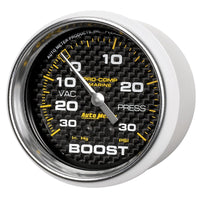 Autometer Marine Carbon Fiber Gauge 2-5/8in Mechanical Vacuum/Boost Gauge 30INHG-30PSI - Burkken Auto Parts