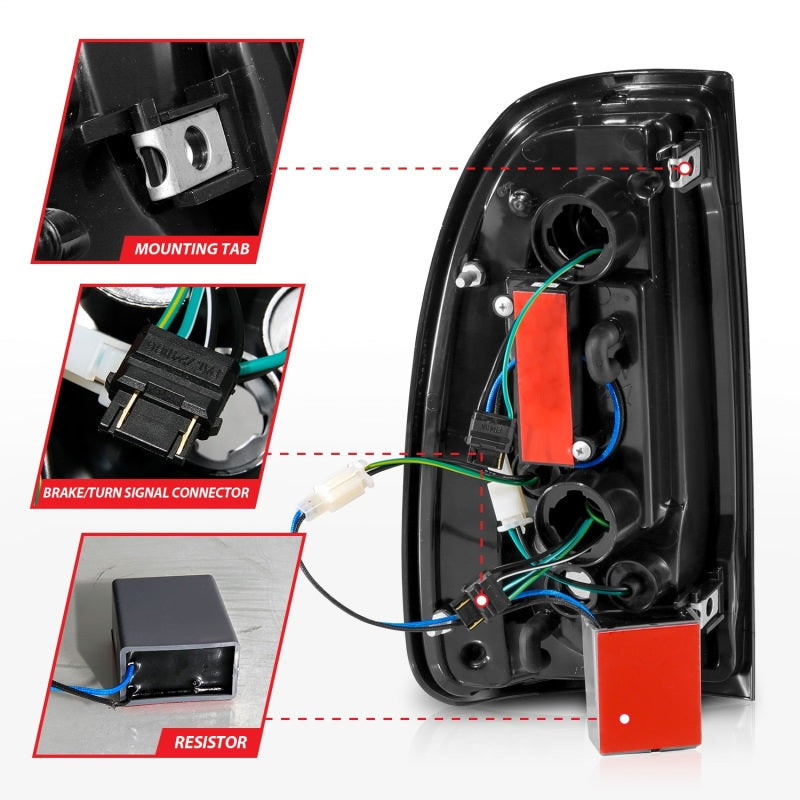 ANZO 00-06 Toyota Tundra LED Taillights w/ Light Bar Black Housing Clear Lens - Burkken Auto Parts