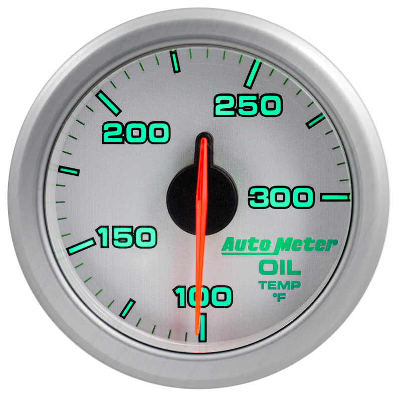 Autometer Airdrive 2-1/6in Oil Temp Gauge 100-300 Degrees F - Silver - Burkken Auto Parts