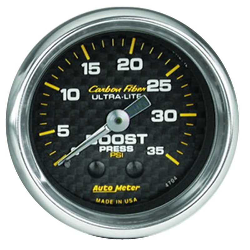 Autometer Carbon Fiber 52mm 35 PSI Mechanical Boost Gauge - Burkken Auto Parts
