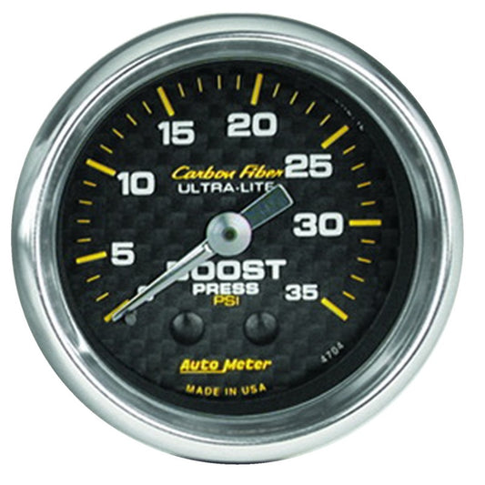 Autometer Carbon Fiber 52mm 35 PSI Mechanical Boost Gauge - Burkken Auto Parts